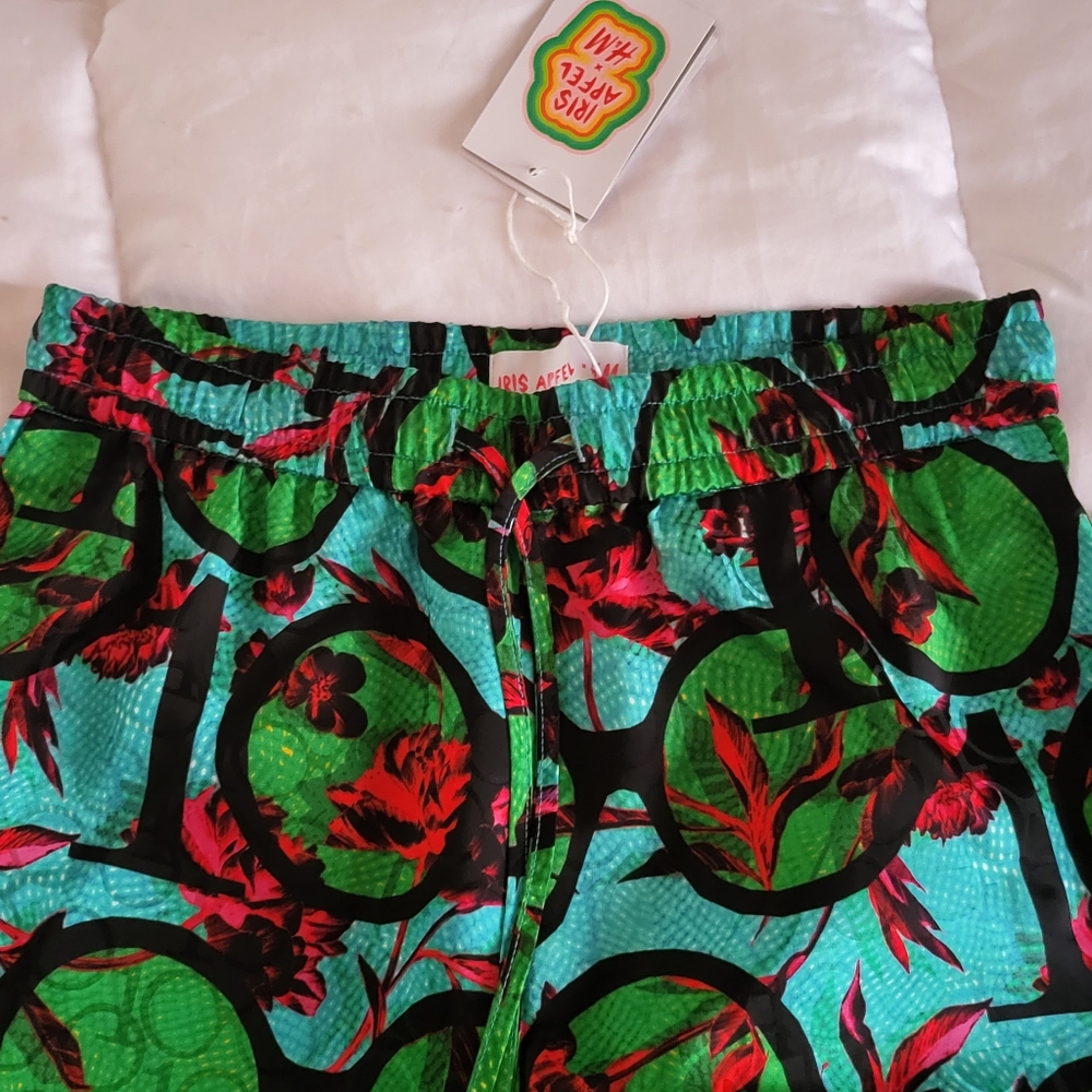 Iris Apfel x H&M pants colourful green/turquoise with string sizes available S. - Picture 11 of 15